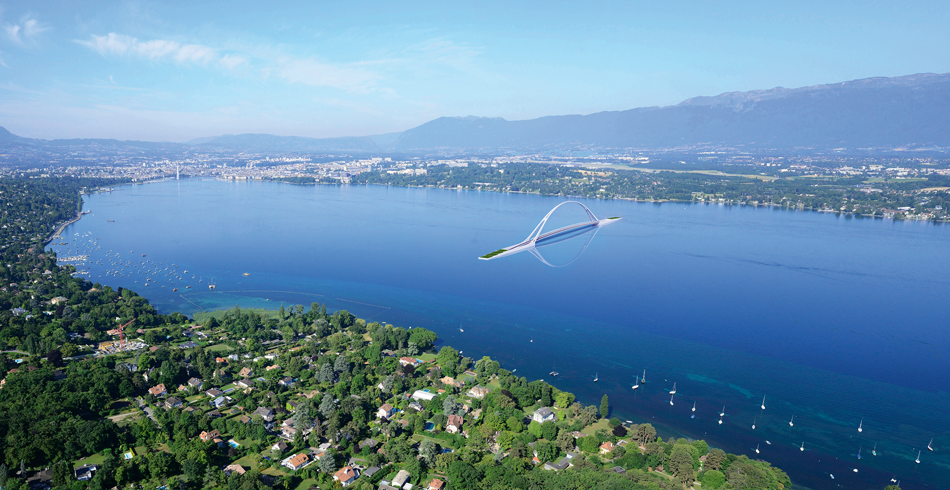 Calatrava’s Brückenprojekt auf dem Lac Léman.
